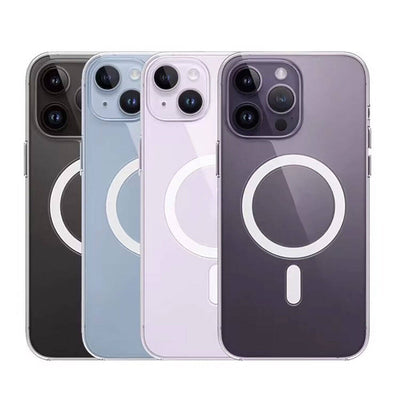 Apple iPhone 15 Pro Kılıf M-safe Şarj Özellikli Şeffaf Sert PC Zore Embos Kapak Renksiz