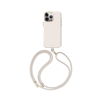 Apple iPhone 15 Pro Kılıf Magsafe Şarj Özellikli Soft Pürüzsüz Yüzey Askı İpli Coehl Creme Kapak Yeşil