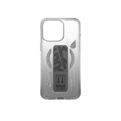 Apple iPhone 15 Pro Kılıf Magsafe Şarj Özellikli Teknoloji Desenli Standlı Skinarma Helio Kapak Siyah