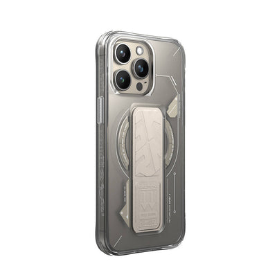 Apple iPhone 15 Pro Kılıf Magsafe Şarj Özellikli Teknoloji Desenli Standlı Skinarma Helio Kapak Siyah