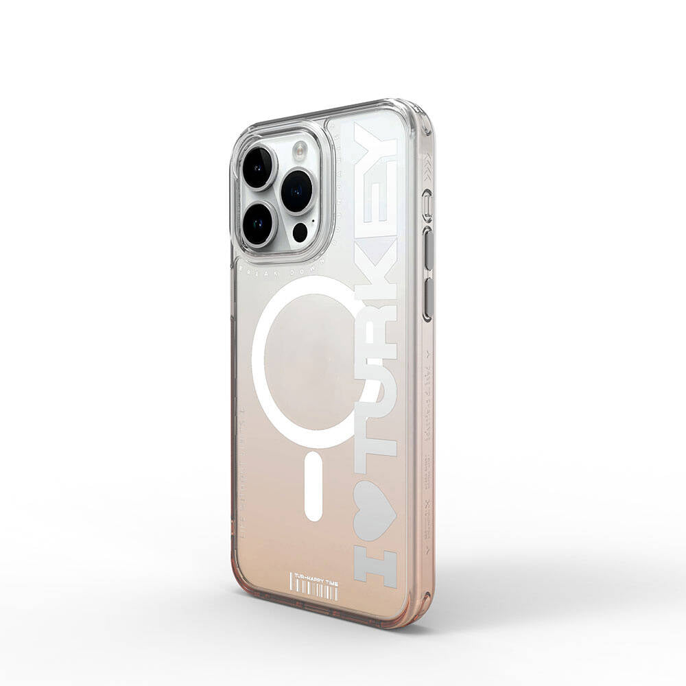 iPhone 15 Pro Kılıf M-safe Şarj Özellikli Transparan Renk Geçişli Wiwu Turkey C Serisi Kılıf