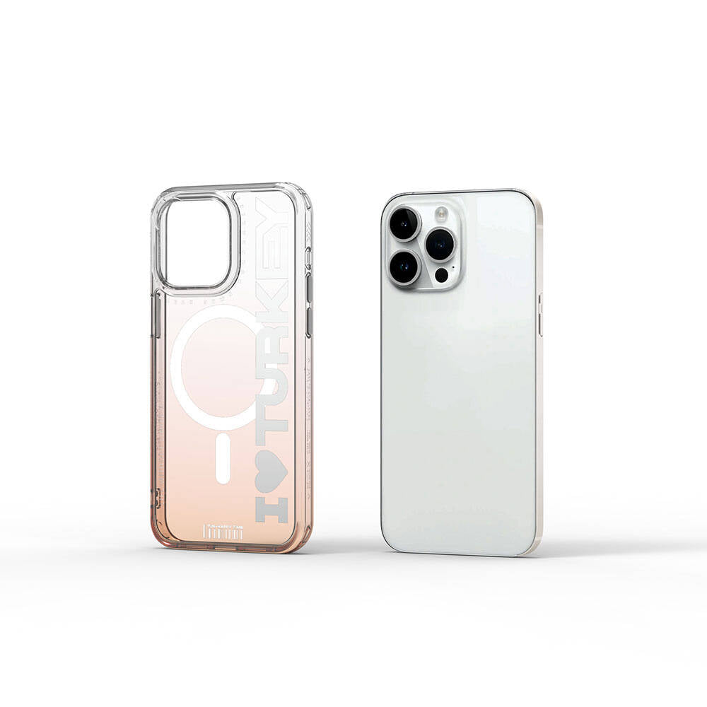 Apple iPhone 15 Pro Kılıf Magsafe Şarj Özellikli Transparan Renk Geçişli Wiwu Turkey C Serisi Kapak Yeşil