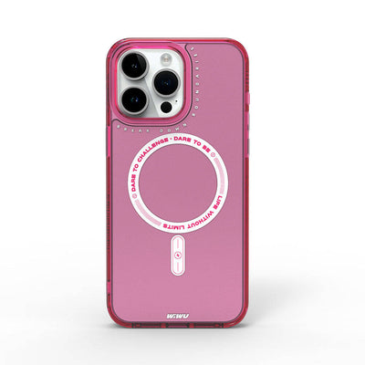 Apple iPhone 15 Pro Kılıf Magsafe Şarj Özellikli Wiwu Basic Color J Serisi Kapak Pembe Koyu