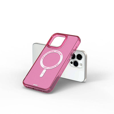 Apple iPhone 15 Pro Kılıf Magsafe Şarj Özellikli Wiwu Basic Color J Serisi Kapak Pembe Koyu