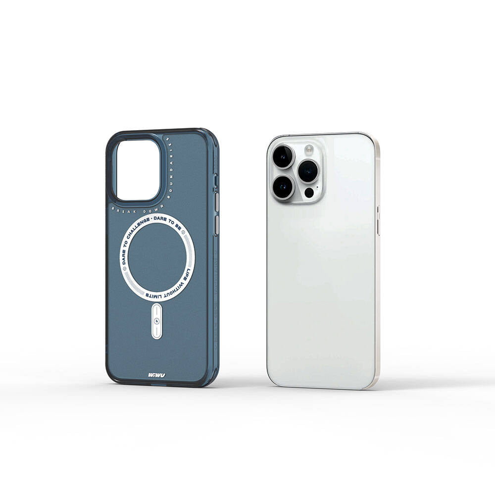 Apple iPhone 15 Pro Kılıf Magsafe Şarj Özellikli Wiwu Basic Color J Serisi Kapak Pembe Koyu