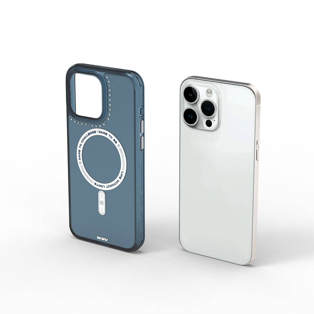 Apple iPhone 15 Pro Kılıf Magsafe Şarj Özellikli Wiwu Basic Color J Serisi Kapak Mavi