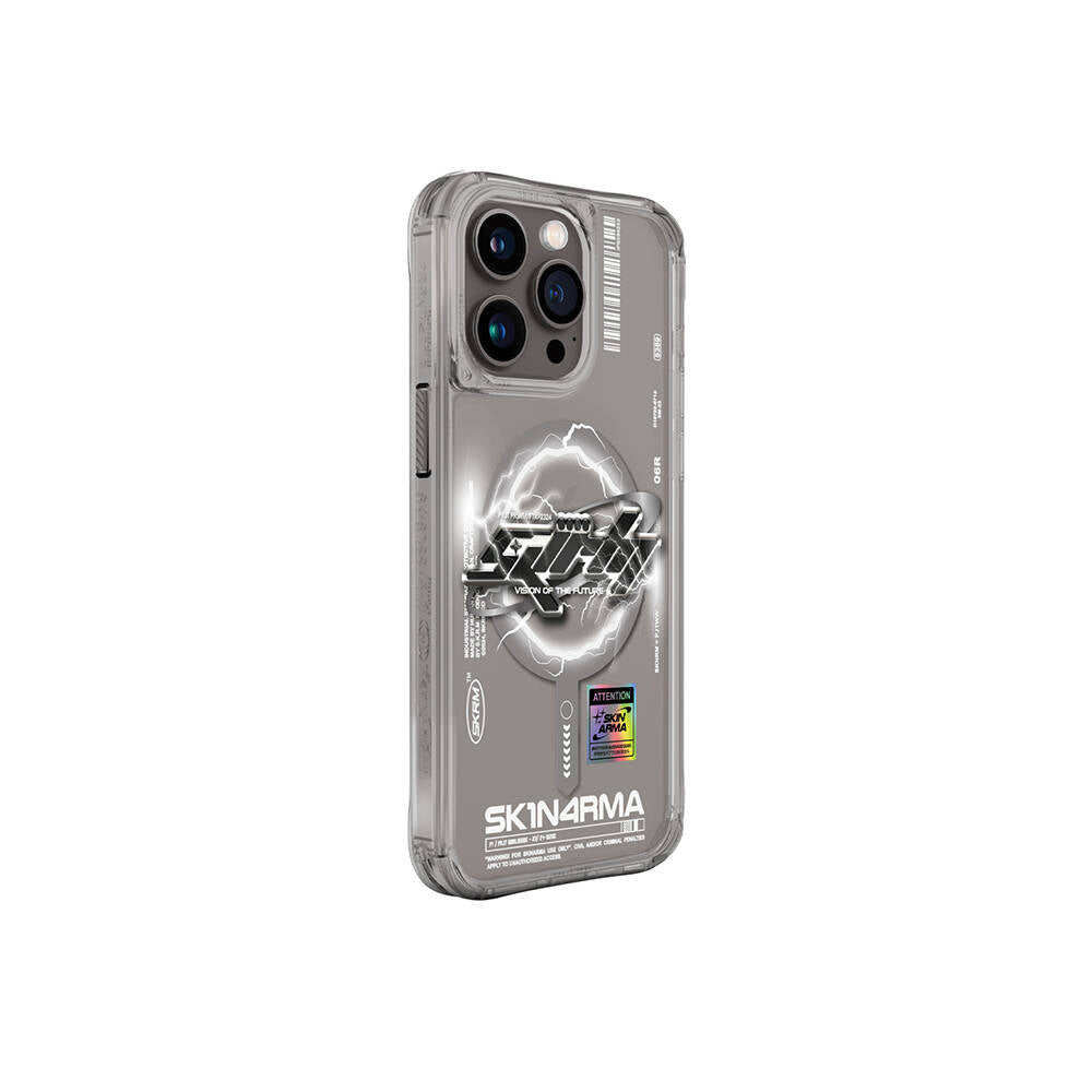 iPhone 15 Pro Kılıf M-safe Şarj Özellikli Yazı Desenli SkinArma Bolt Kılıf
