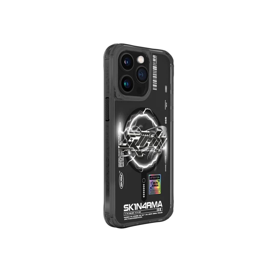 iPhone 15 Pro Kılıf M-safe Şarj Özellikli Yazı Desenli SkinArma Bolt Kılıf