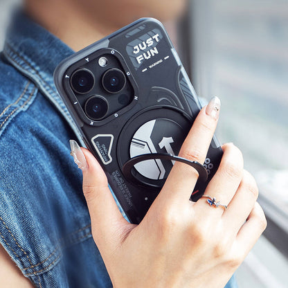 iPhone 15 Pro Kılıf M-safe Şarj Özellikli Youngkit 360° Standlı Starship Serisi Kılıf