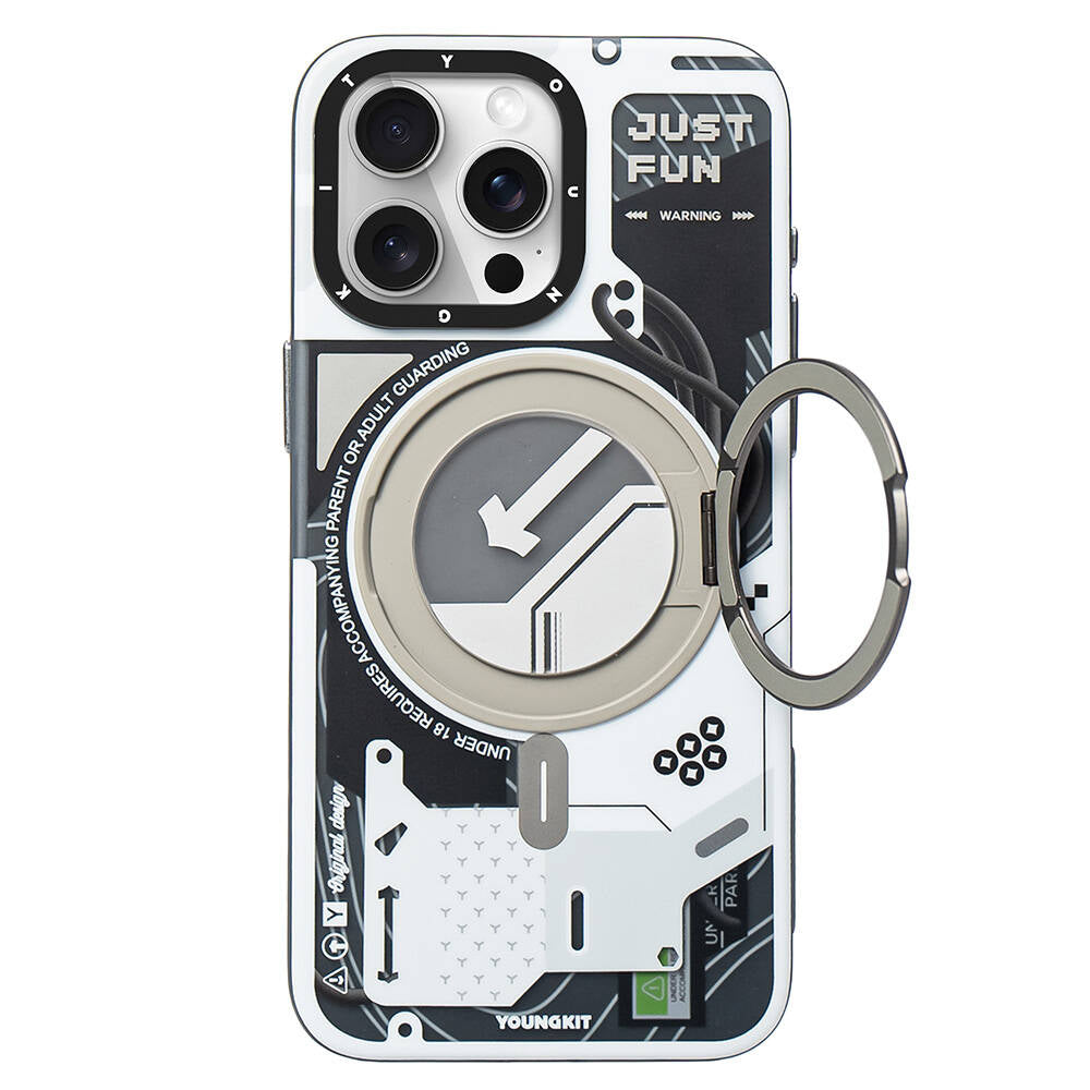 iPhone 15 Pro Kılıf M-safe Şarj Özellikli Youngkit 360° Standlı Starship Serisi Kılıf
