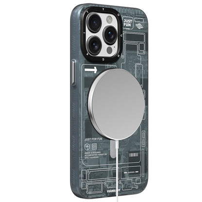 iPhone 15 Pro Kılıf M-safe Şarj Özellikli Youngkit 360° Standlı Technology Serisi Kılıf