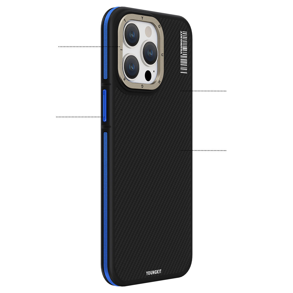 Apple iPhone 15 Pro Kılıf Magsafe Şarj Özellikli YoungKit 600D Kevlar Kapak Sarı