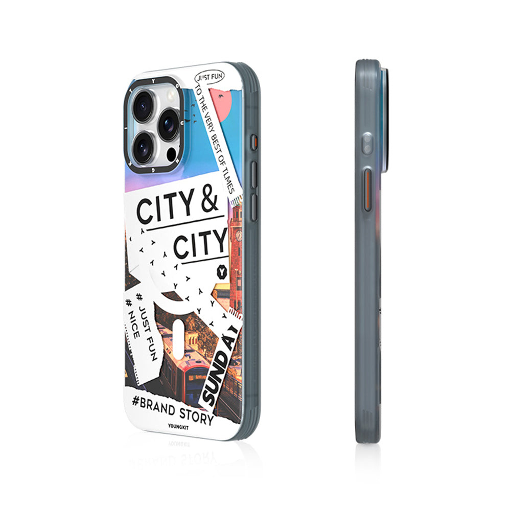 Apple iPhone 15 Pro Kılıf Magsafe Şarj Özellikli Youngkit A-City Serisi Kapak Mavi