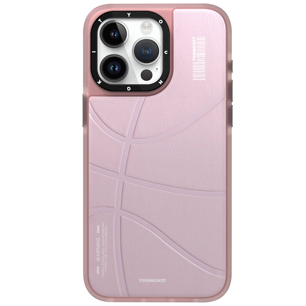 Apple iPhone 15 Pro Kılıf Magsafe Şarj Özellikli Youngkit Backboard Serisi Leather Kapak Pembe