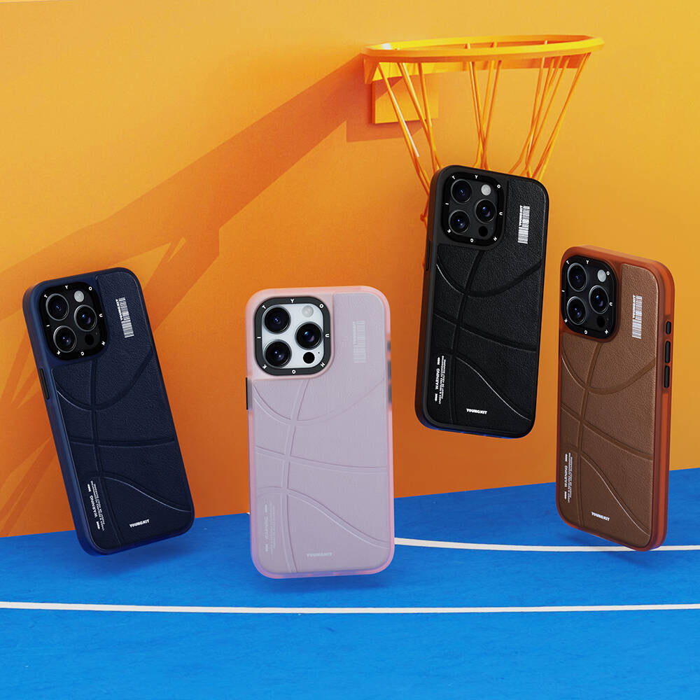 Apple iPhone 15 Pro Kılıf Magsafe Şarj Özellikli Youngkit Backboard Serisi Leather Kapak Mavi