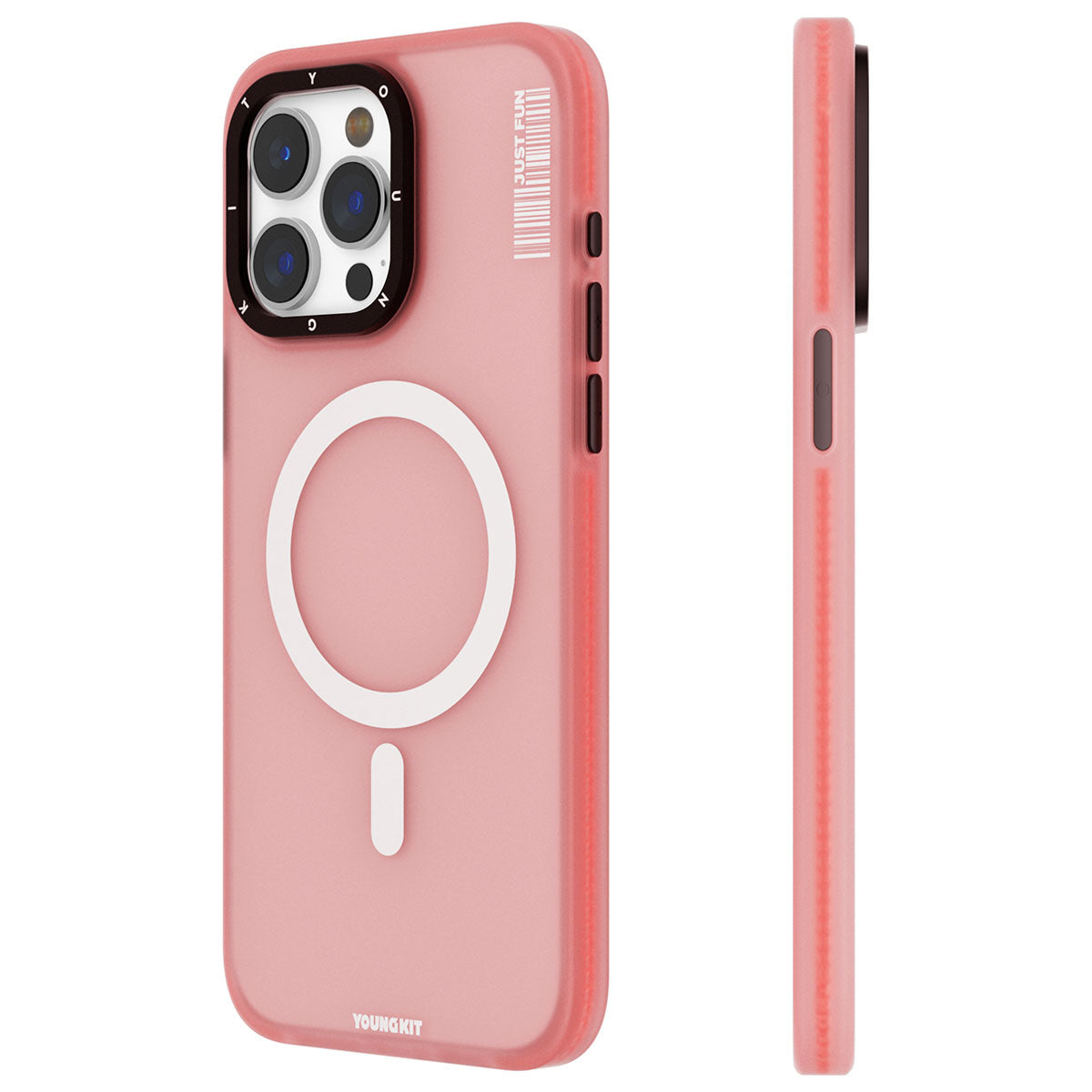Apple iPhone 15 Pro Kılıf Magsafe Şarj Özellikli Youngkit Colored Sand Serisi Kapak Pembe