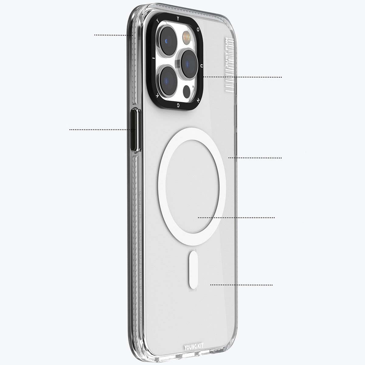 Apple iPhone 15 Pro Kılıf Magsafe Şarj Özellikli YoungKit Crystal Color Serisi Kapak Mavi