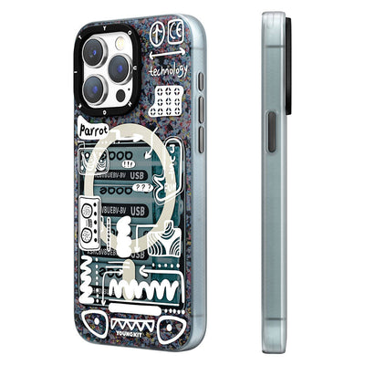 Apple iPhone 15 Pro Kılıf Magsafe Şarj Özellikli Youngkit Dark Matter Serisi Kapak Pembe
