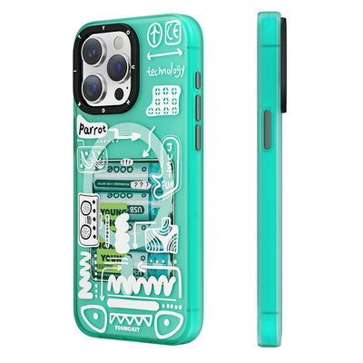 Apple iPhone 15 Pro Kılıf Magsafe Şarj Özellikli Youngkit Dark Matter Serisi Kapak Pembe
