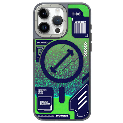 Apple iPhone 15 Pro Kılıf Magsafe Şarj Özellikli YoungKit Galaxy Serisi Kapak Mavi