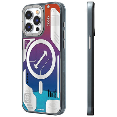 Apple iPhone 15 Pro Kılıf Magsafe Şarj Özellikli YoungKit Galaxy Serisi Kapak Turuncu