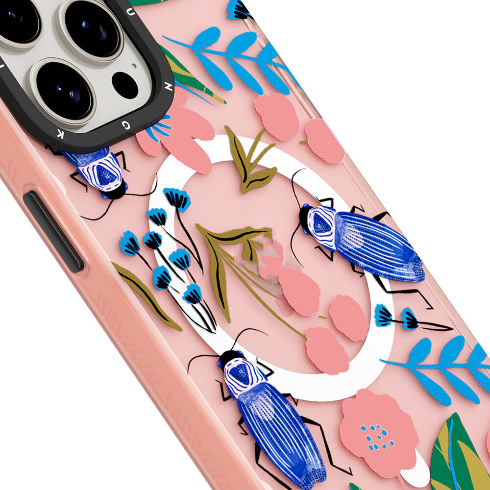 Apple iPhone 15 Pro Kılıf Magsafe Şarj Özellikli YoungKit Huagu Serisi Kapak Pembe