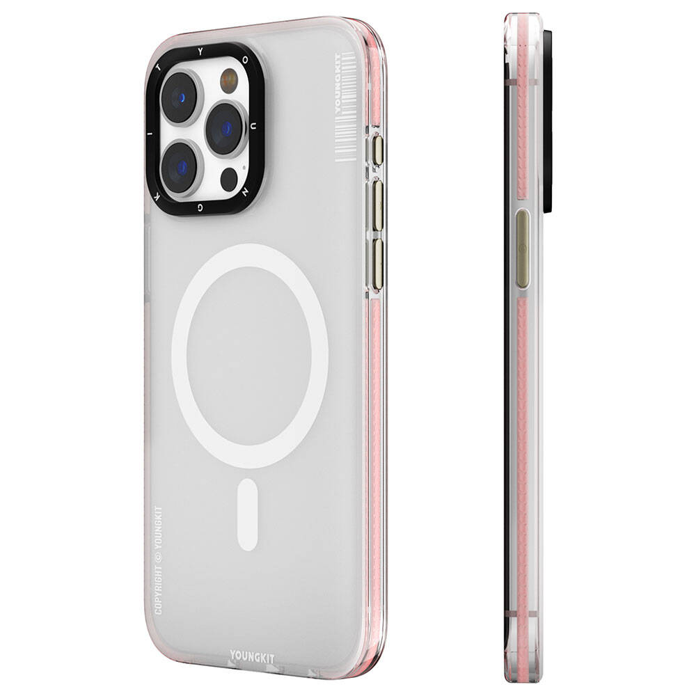 Apple iPhone 15 Pro Kılıf Magsafe Şarj Özellikli Youngkit Jiansha Serisi Kapak Pembe