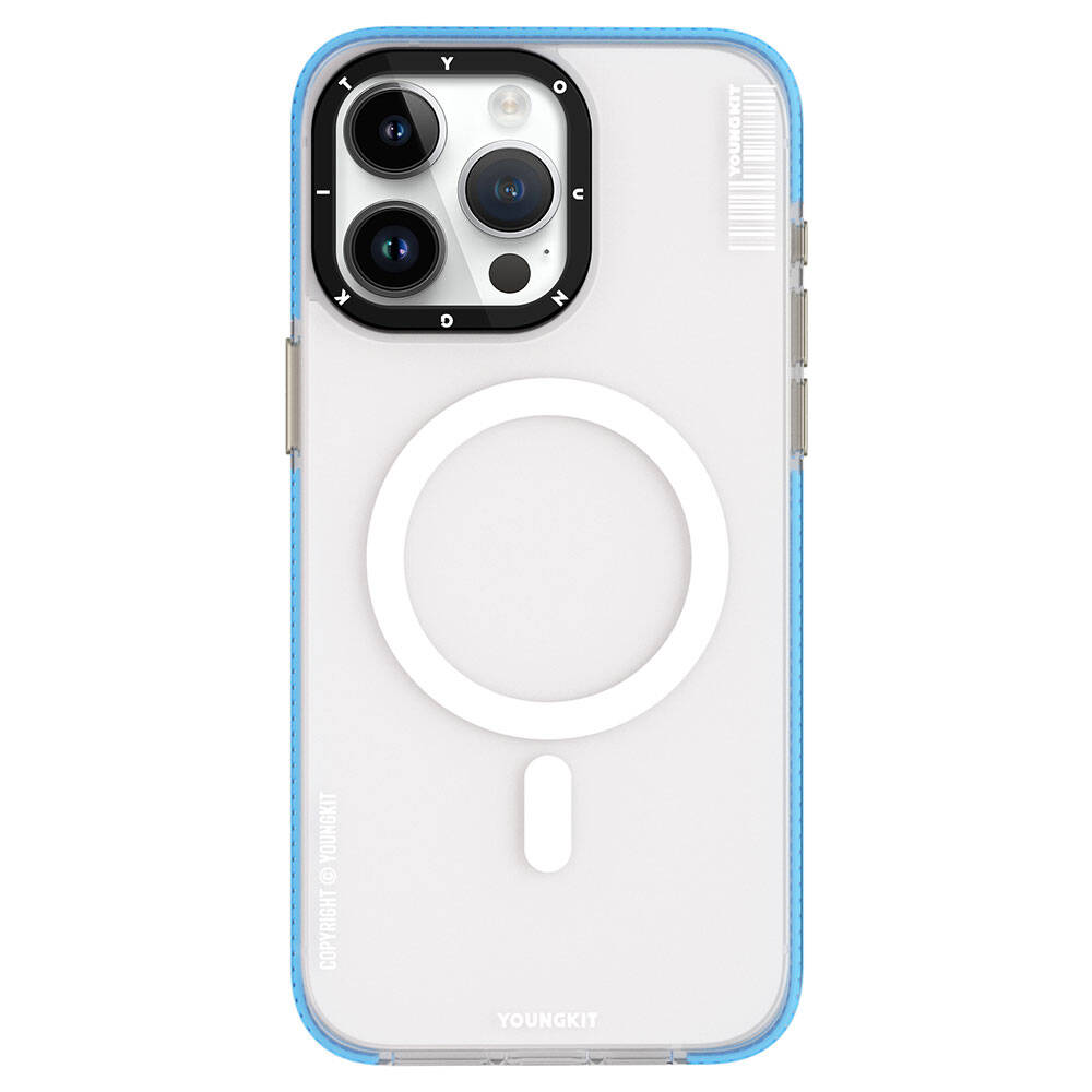 Apple iPhone 15 Pro Kılıf Magsafe Şarj Özellikli Youngkit Jiansha Serisi Kapak Mavi