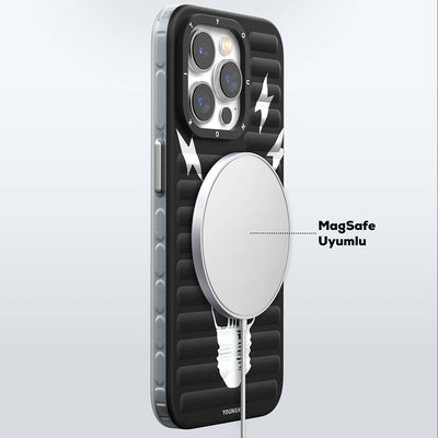 Apple iPhone 15 Pro Kılıf Magsafe Şarj Özellikli Youngkit Open Mind Serisi Kapak Siyah