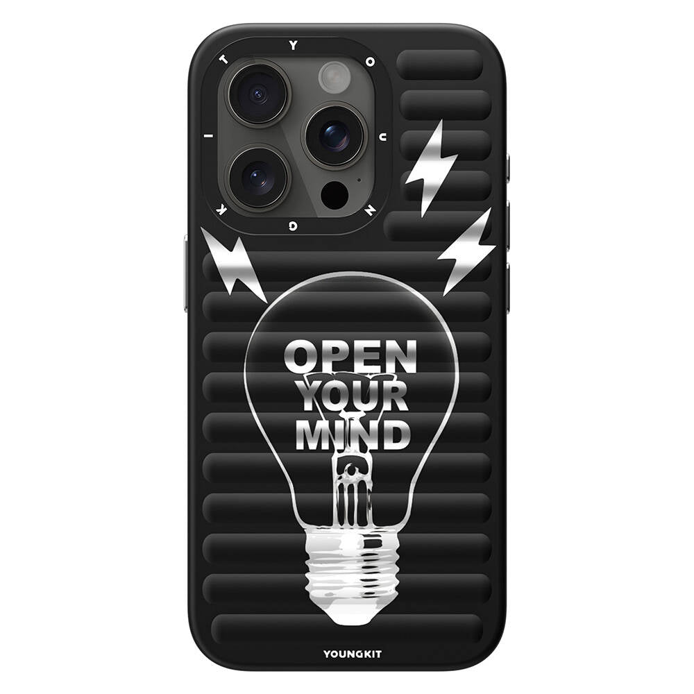 Apple iPhone 15 Pro Kılıf Magsafe Şarj Özellikli Youngkit Open Mind Serisi Kapak Siyah