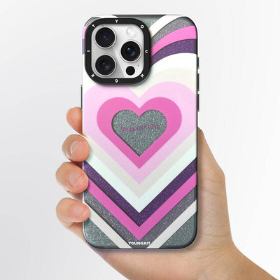 Apple iPhone 15 Pro Kılıf Magsafe Şarj Özellikli Youngkit Star Dazzle Serisi Kapak Pembe