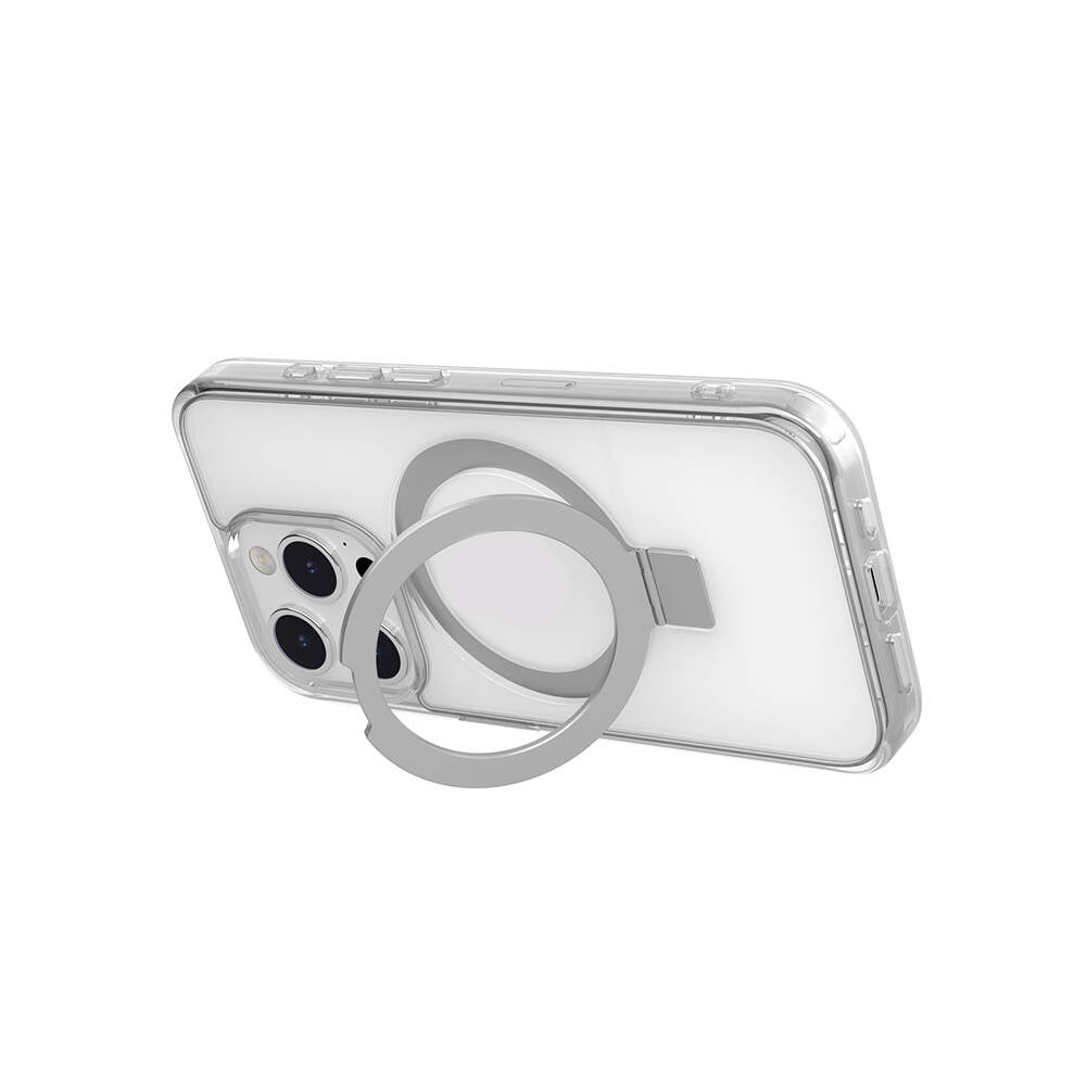 Apple iPhone 15 Pro Kılıf Magsafe Şarj Özellikli Yüzük Standlı Lisanslı Switcheasy Magstand-M Kapak Renksiz