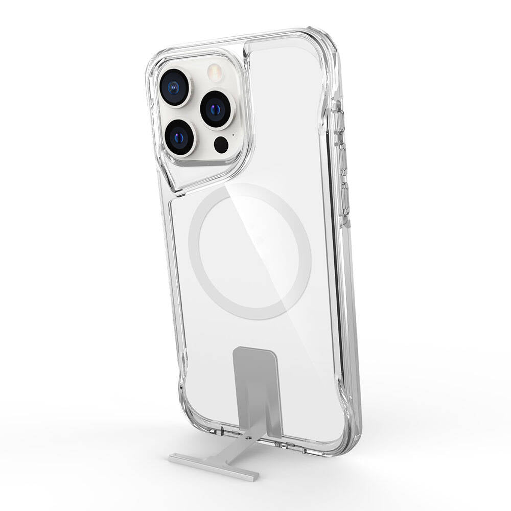 Apple iPhone 15 Pro Kılıf Magsafe Şarj Özellikli Zore T-Max Standlı Kapak Renksiz