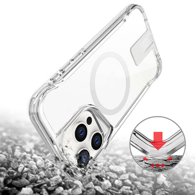 Apple iPhone 15 Pro Kılıf Magsafe Şarj Özellikli Zore T-Max Standlı Kapak Renksiz