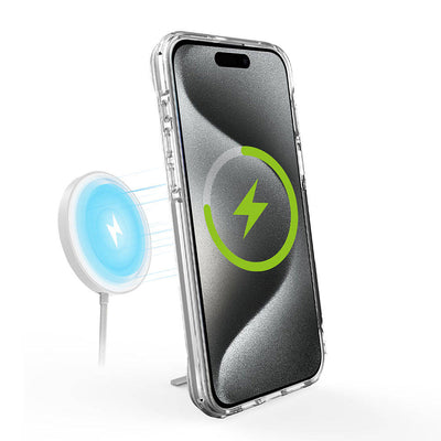 Apple iPhone 15 Pro Kılıf Magsafe Şarj Özellikli Zore T-Max Standlı Kapak Renksiz
