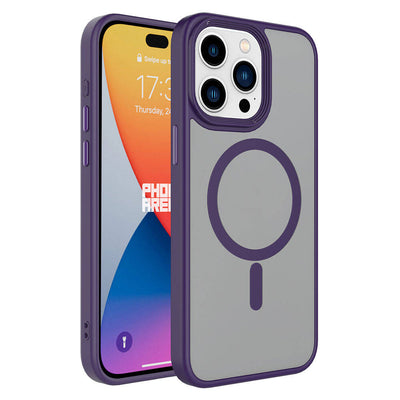 Apple iPhone 15 Pro Kılıf Mat Arka Yüzey Wireless Şarj Özellikli Zore Flet Magsafe Kapak Beyaz