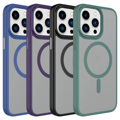 Apple iPhone 15 Pro Kılıf Mat Arka Yüzey Wireless Şarj Özellikli Zore Flet Magsafe Kapak Beyaz
