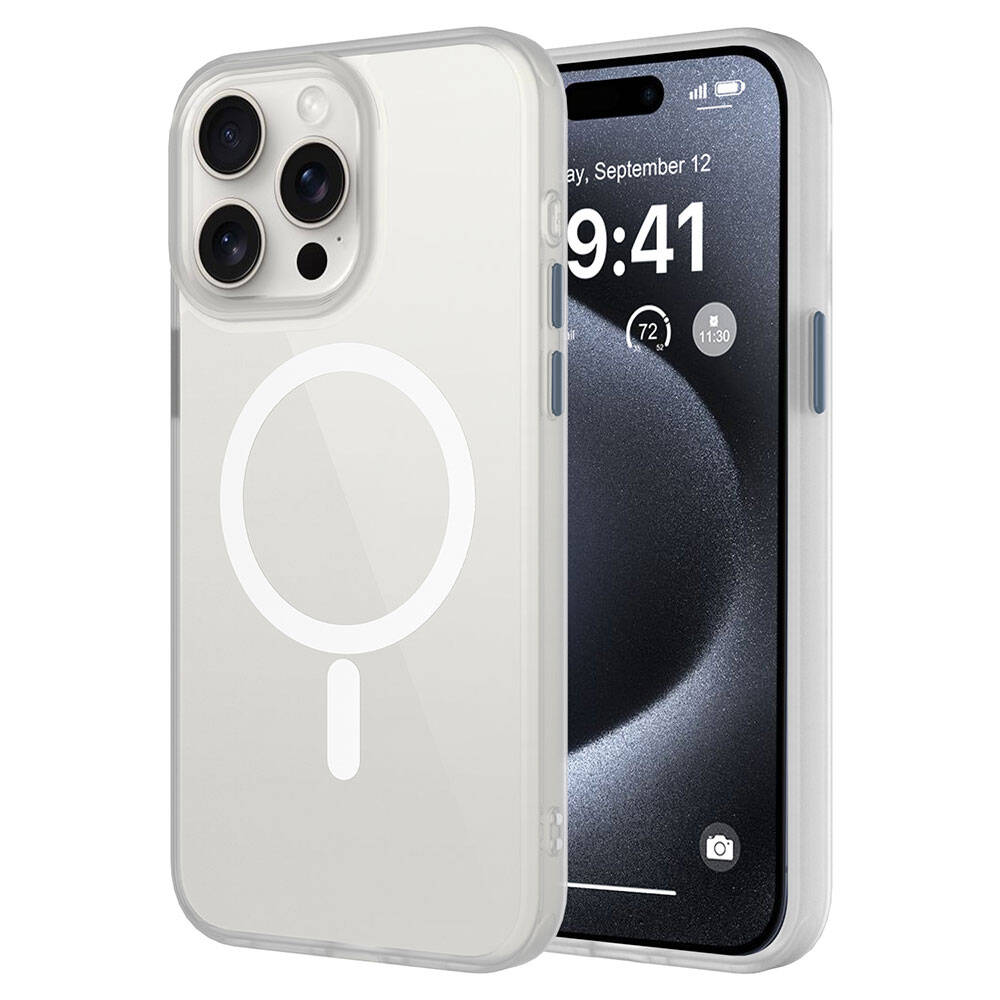 iPhone 15 Pro Kılıf Mat Arka Yüzey Wireless Şarj Özellikli Zore Flet M-safe Kılıf