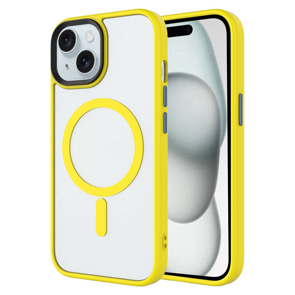 iPhone 15 Pro Kılıf Mat Arka Yüzey Wireless Şarj Özellikli Zore Flet M-safe Kılıf