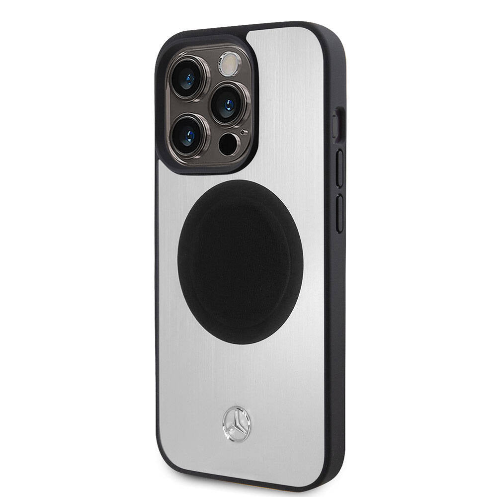 iPhone 15 Pro Kılıf Mercedes Benz Orjinal Lisanslı M-safe Şarj Özellikli Alüminyum Arka Yüzey Metal Yıldız Logolu Kılıf