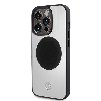 iPhone 15 Pro Kılıf Mercedes Benz Orjinal Lisanslı M-safe Şarj Özellikli Alüminyum Arka Yüzey Metal Yıldız Logolu Kılıf