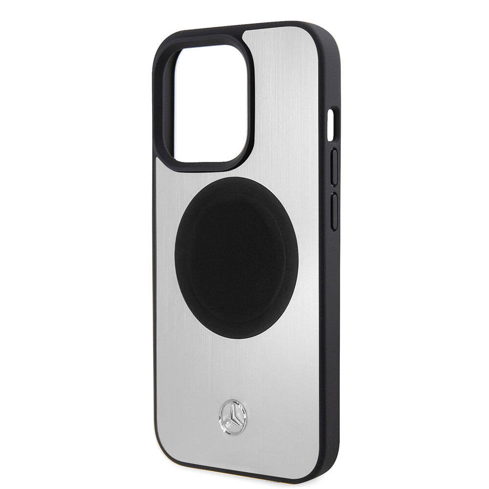 iPhone 15 Pro Kılıf Mercedes Benz Orjinal Lisanslı M-safe Şarj Özellikli Alüminyum Arka Yüzey Metal Yıldız Logolu Kılıf