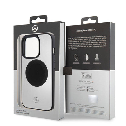iPhone 15 Pro Kılıf Mercedes Benz Orjinal Lisanslı M-safe Şarj Özellikli Alüminyum Arka Yüzey Metal Yıldız Logolu Kılıf