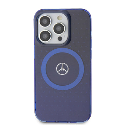 Apple iPhone 15 Pro Kılıf Mercedes Benz Orjinal Lisanslı Magsafe Şarj Özellikli Çift Katmanlı Mavi Yıldız Desenli Kapak Mavi