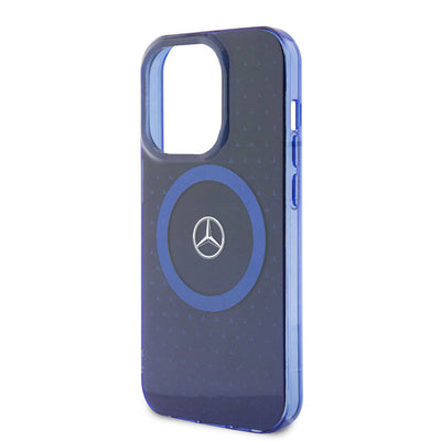Apple iPhone 15 Pro Kılıf Mercedes Benz Orjinal Lisanslı Magsafe Şarj Özellikli Çift Katmanlı Mavi Yıldız Desenli Kapak Mavi