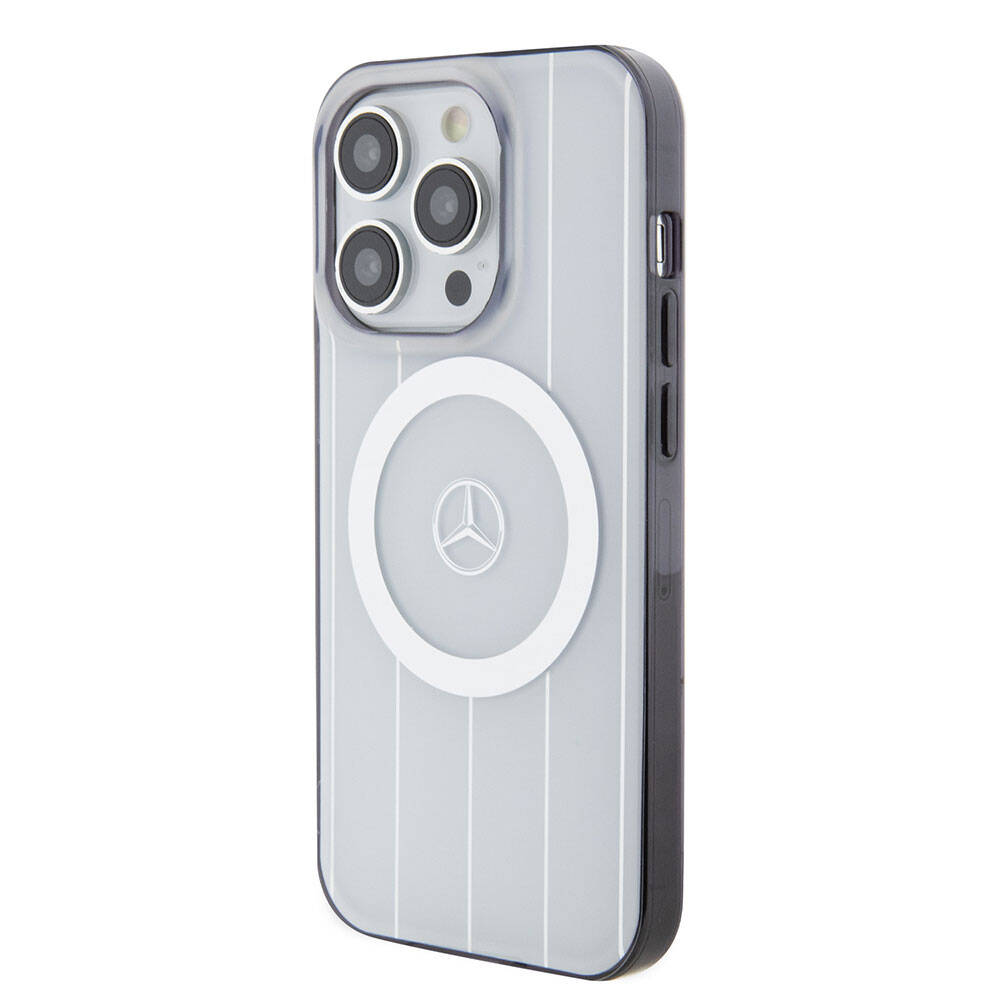 iPhone 15 Pro Kılıf Mercedes Benz Orjinal Lisanslı M-safe Şarj Özellikli Çift Katmanlı Paralel Çizgi Desenli Kılıf