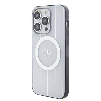 iPhone 15 Pro Kılıf Mercedes Benz Orjinal Lisanslı M-safe Şarj Özellikli Çift Katmanlı Paralel Çizgi Desenli Kılıf
