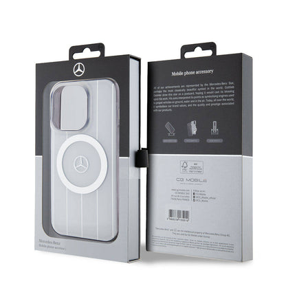 iPhone 15 Pro Kılıf Mercedes Benz Orjinal Lisanslı M-safe Şarj Özellikli Çift Katmanlı Paralel Çizgi Desenli Kılıf