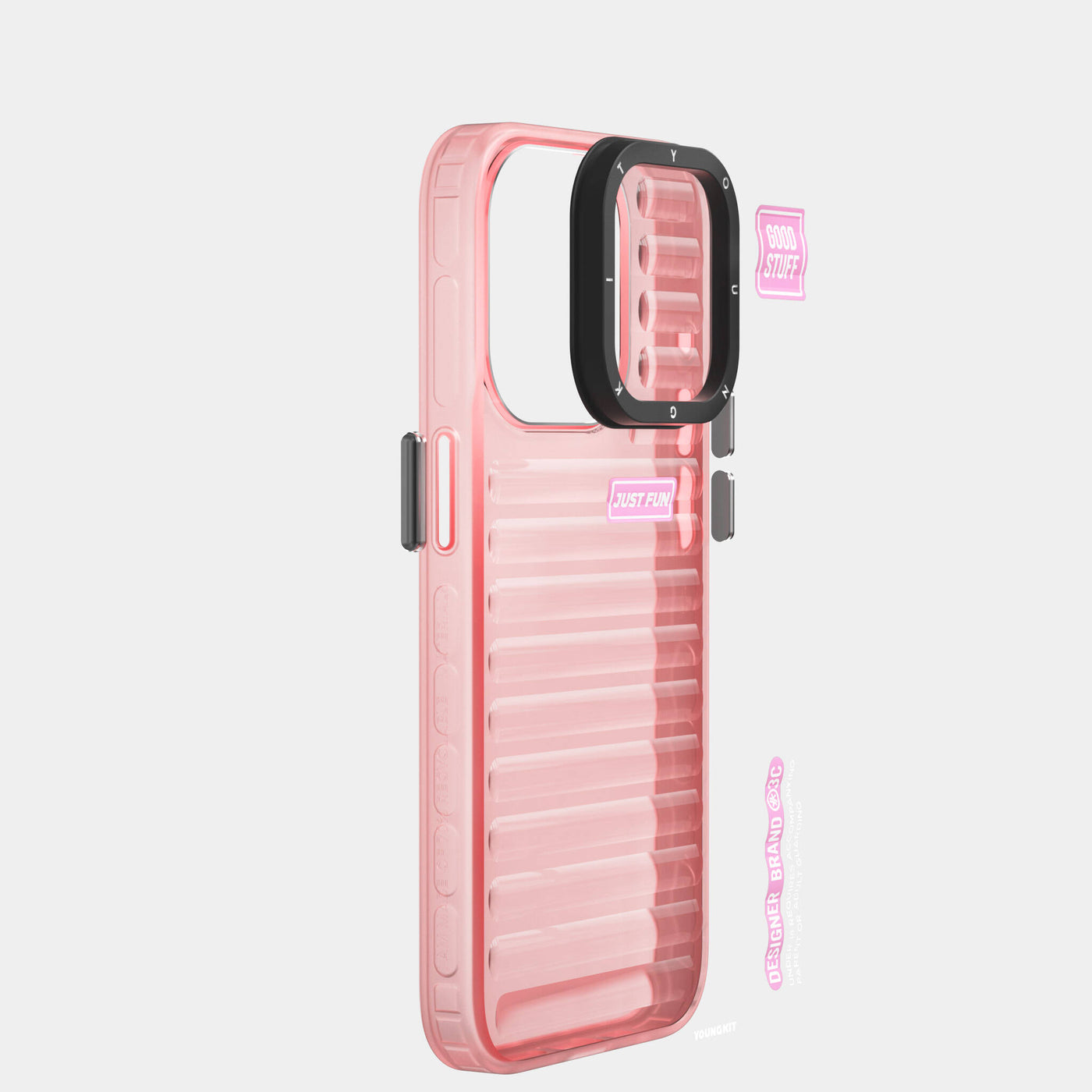 Apple iPhone 15 Pro Kılıf Şeffaf Renkli Tasarım YoungKit Fluorite Serisi Kapak Siyah