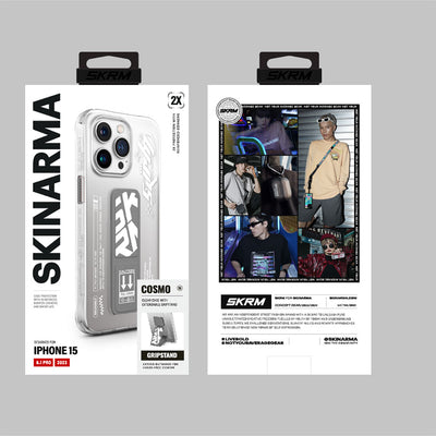 Apple iPhone 15 Pro Kılıf SkinArma Şeffaf Renk Geçişli Airbag Tasarımlı Standlı Cosmo Kapak Gri